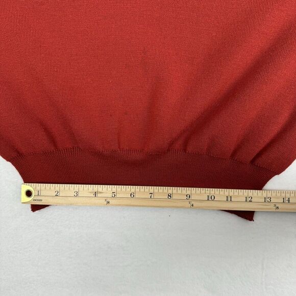 Vintage 80s Womens Mock Neck Sweater Small Rust Micro Floral Embroidered Fall - Picture 11 of 16